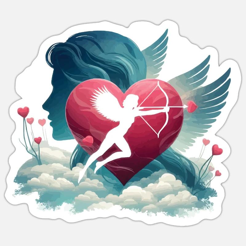 Cupid Archer Heart Artwork - Sticker size S (10 x 10 cm) - white matte