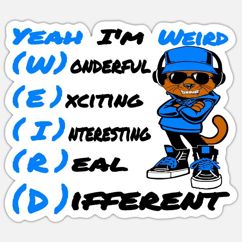 weird cat unique design - Sticker size S (10 x 10 cm) - white matte