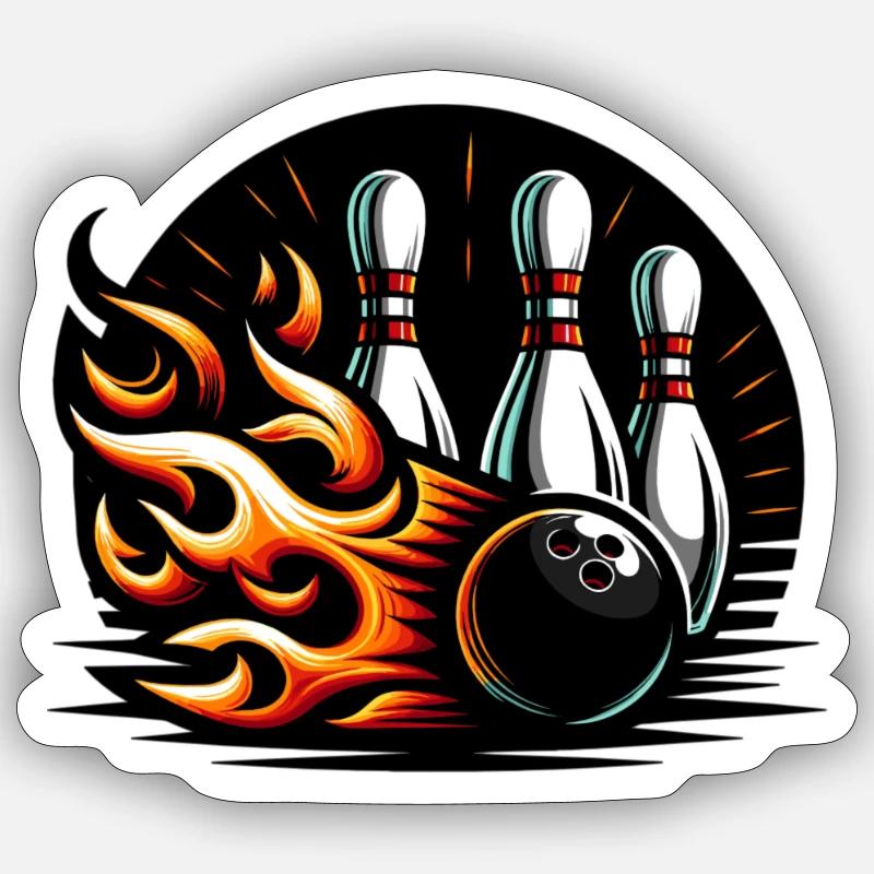 Bowling Flames Pins - Sticker size S (10 x 10 cm) - white matte