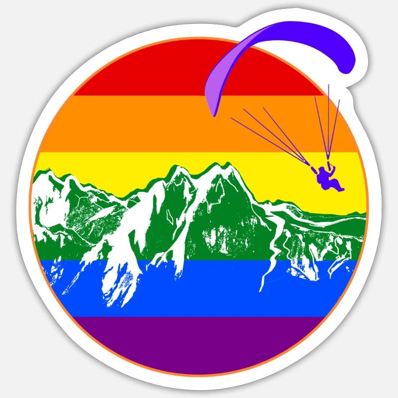 pride flag paraglider Gleitschirm Regenbogen - Sticker Größe S (10 x 10 cm) - Mattweiß