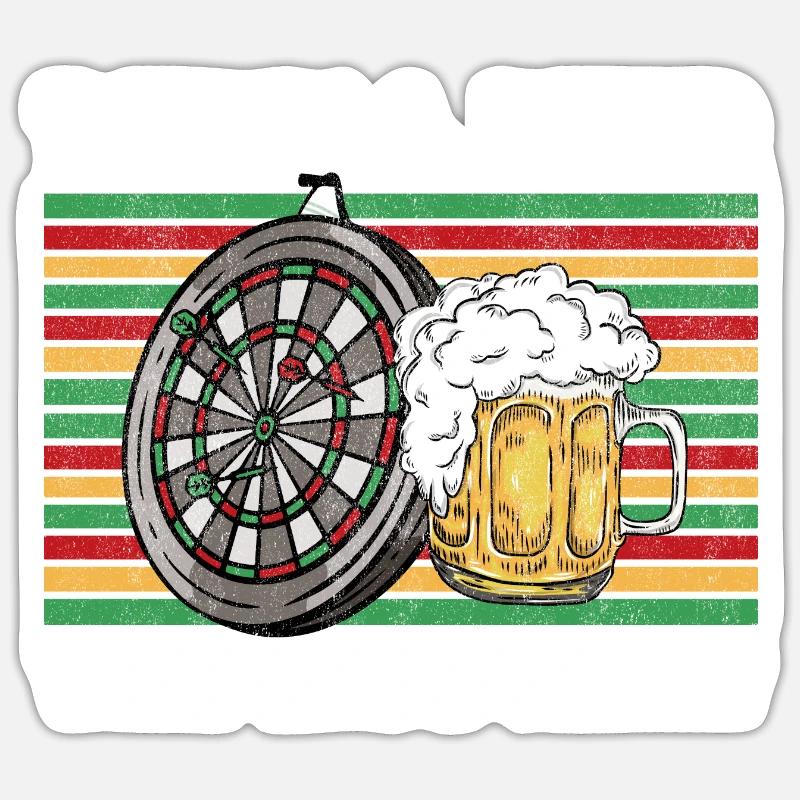 Dart & Bier Darum Bin Ich Hier - Sticker Größe S (10 x 10 cm) - Mattweiß