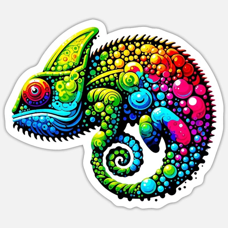 Caméléon - Sticker taille S (10 x 10 cm) - blanc mat