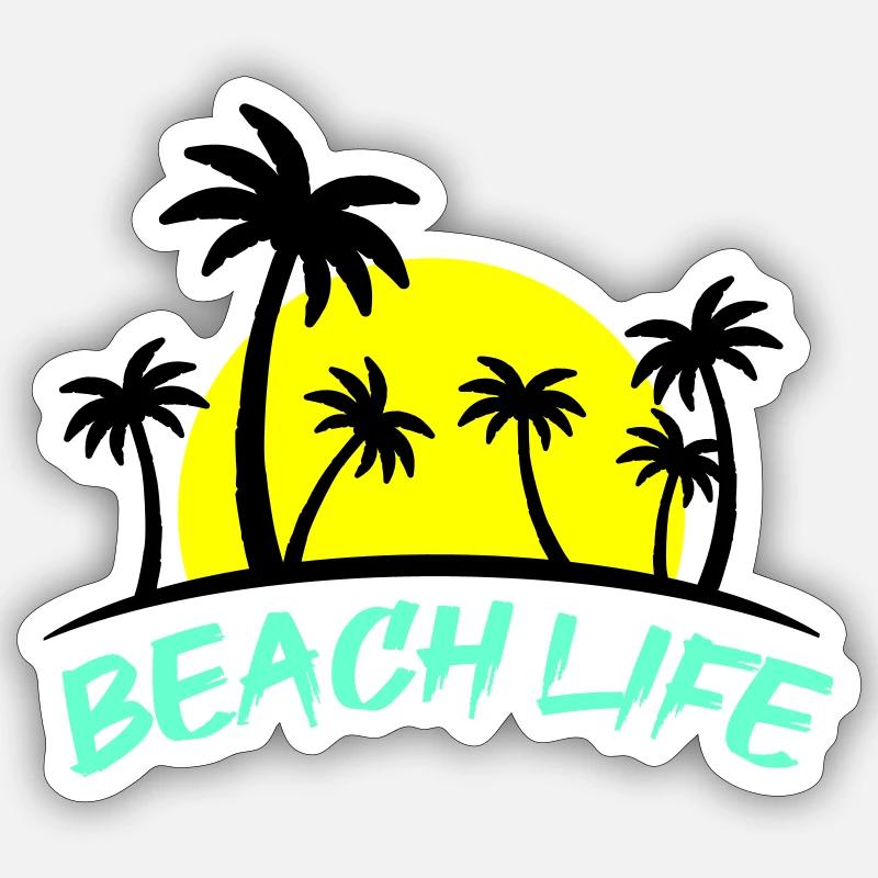 La vie à la plage - Sticker taille S (10 x 10 cm) - blanc mat