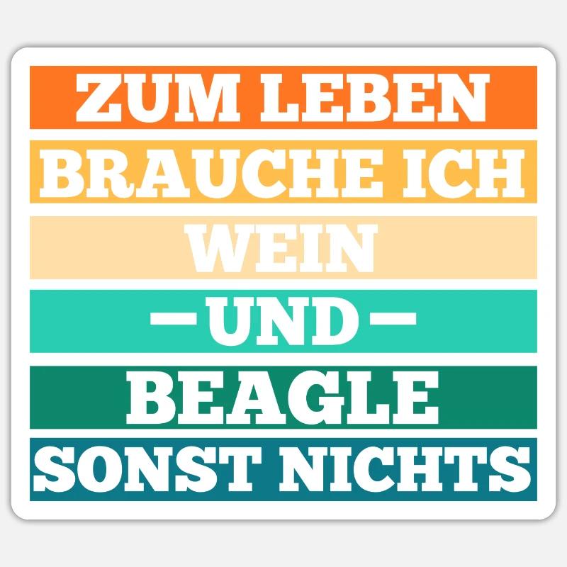 Chien Vin Beagle - Sticker taille S (10 x 10 cm) - blanc mat