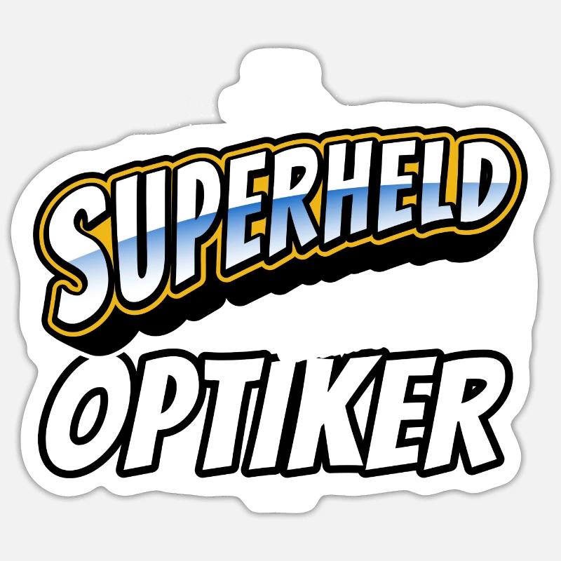 Superheld, clever getarnt als Optiker Sticker Größe S (10 x 10 cm)