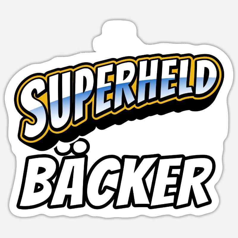 Superheld, clever getarnt als Bäcker Sticker Größe S (10 x 10 cm)