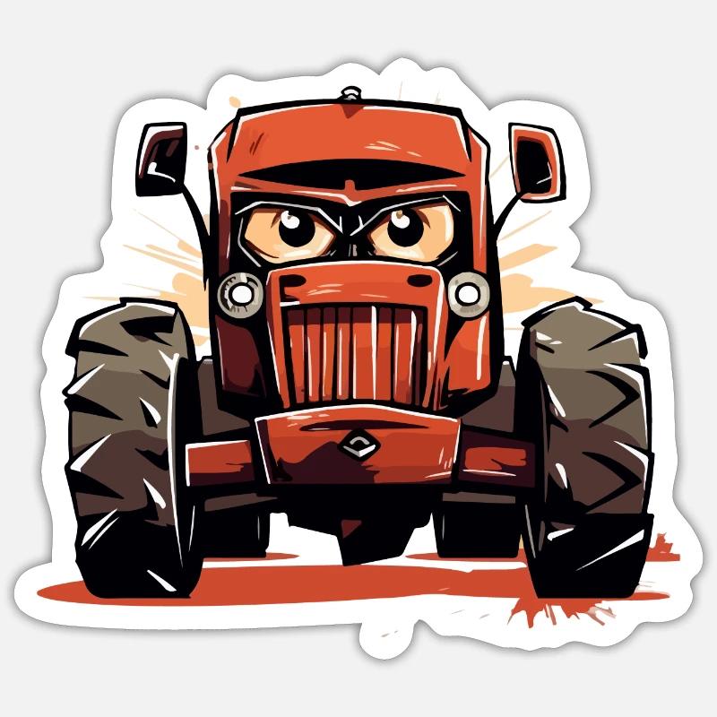 Wütender Traktor Nr. 2 - Sticker Größe S (10 x 10 cm) - Mattweiß