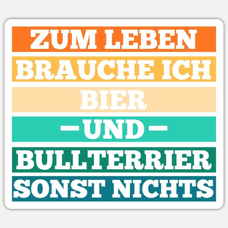 Chien Bière Bull Terrier - Sticker taille S (10 x 10 cm) - blanc mat