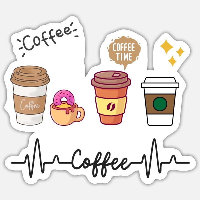 Ich liebe Kaffee - Sticker Größe S (10 x 10 cm) - Mattweiß
