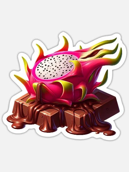 Schokolade Drachenfrucht Fusion Schmelzendes Desig - Sticker Größe S (10 x 10 cm) - Mattweiß