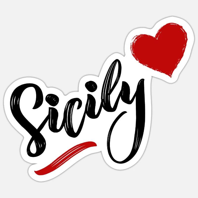 Paroles de Sicily cuore rosso - Sticker taille S (10 x 10 cm) - blanc mat