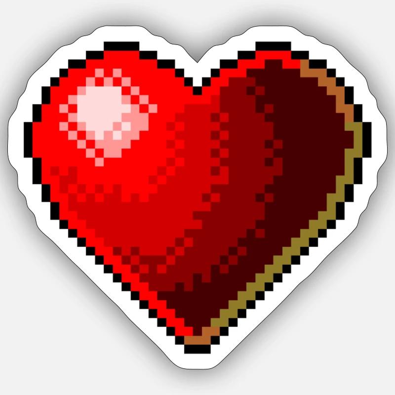 Cuore 3D cuori corazon rosso retrò rosso rojo amore Sticker formato S (10 x 10 cm)