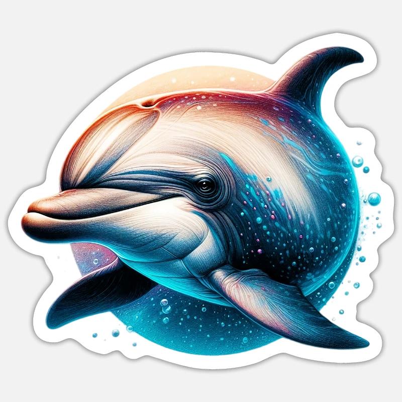 Dauphin - Sticker taille S (10 x 10 cm) - blanc mat
