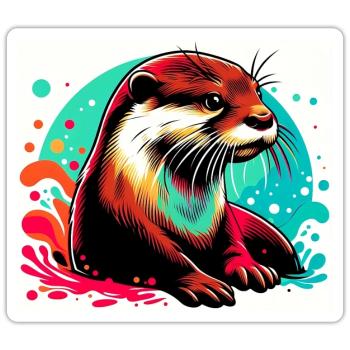 Otter - Sticker size S (10 x 10 cm) - white matte - Front