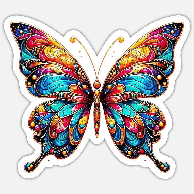 Papillon - Sticker taille S (10 x 10 cm) - blanc mat
