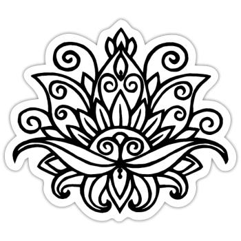 Schwarzes Lotus-Mandala - Sticker Größe S (10 x 10 cm) - Mattweiß - Vorne