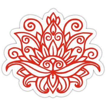 Roter Lotus Mandala - Sticker Größe S (10 x 10 cm) - Mattweiß - Vorne