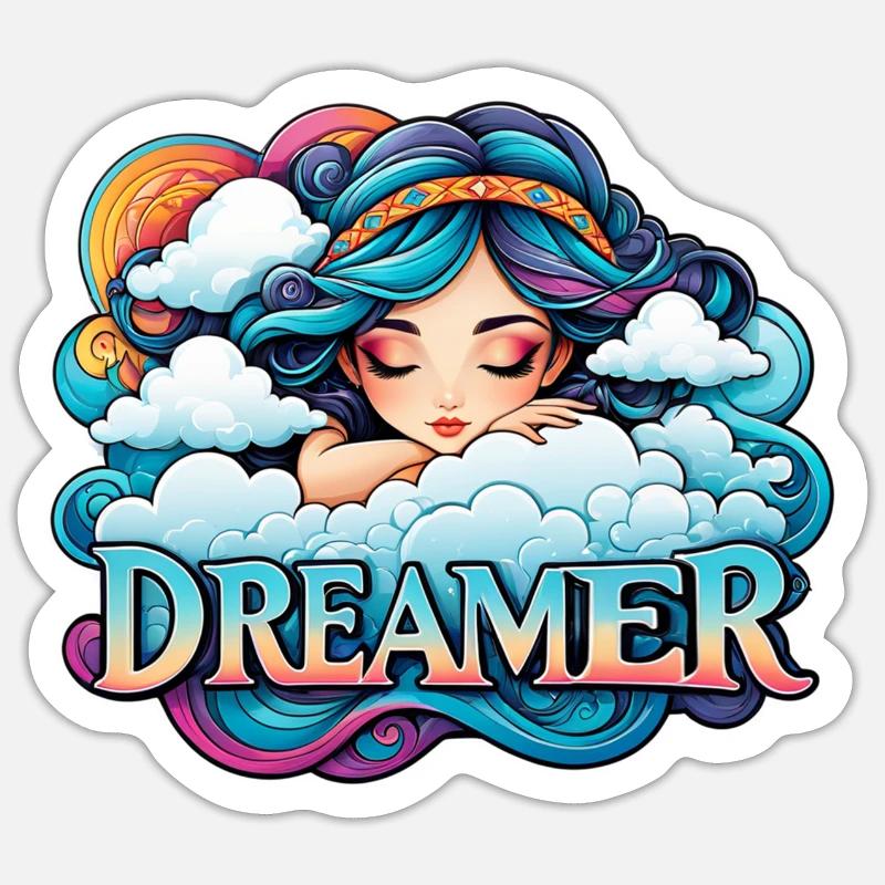 Träumer - Träumer - Träumer - Traum - Träumerei - Sticker Größe S (10 x 10 cm) - Mattweiß