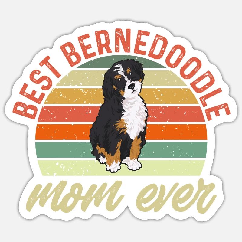 Chien Bernedoodle - Sticker taille S (10 x 10 cm) - blanc mat