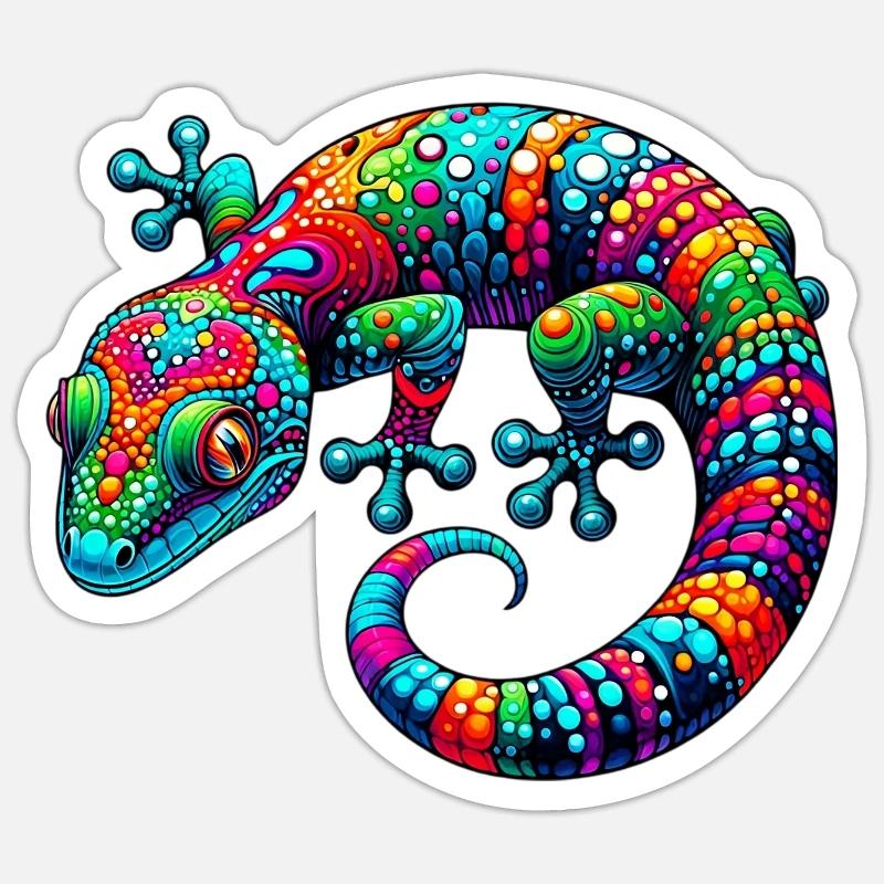 Gecko - Sticker taille S (10 x 10 cm) - blanc mat
