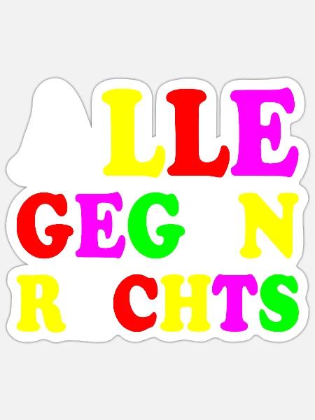 Alle gegen rechts - Sticker Größe S (10 x 10 cm) - Mattweiß