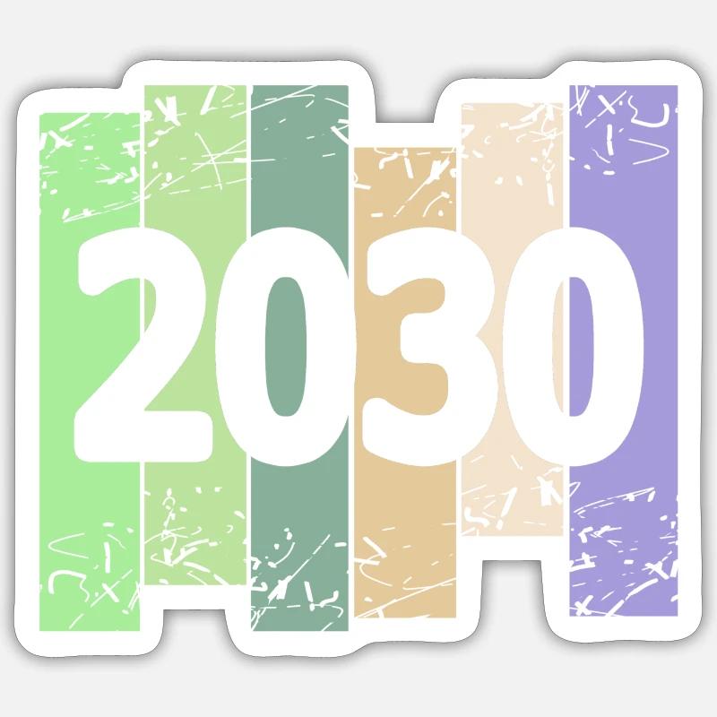 Artwork 2030 - Sticker Größe S (10 x 10 cm) - Mattweiß