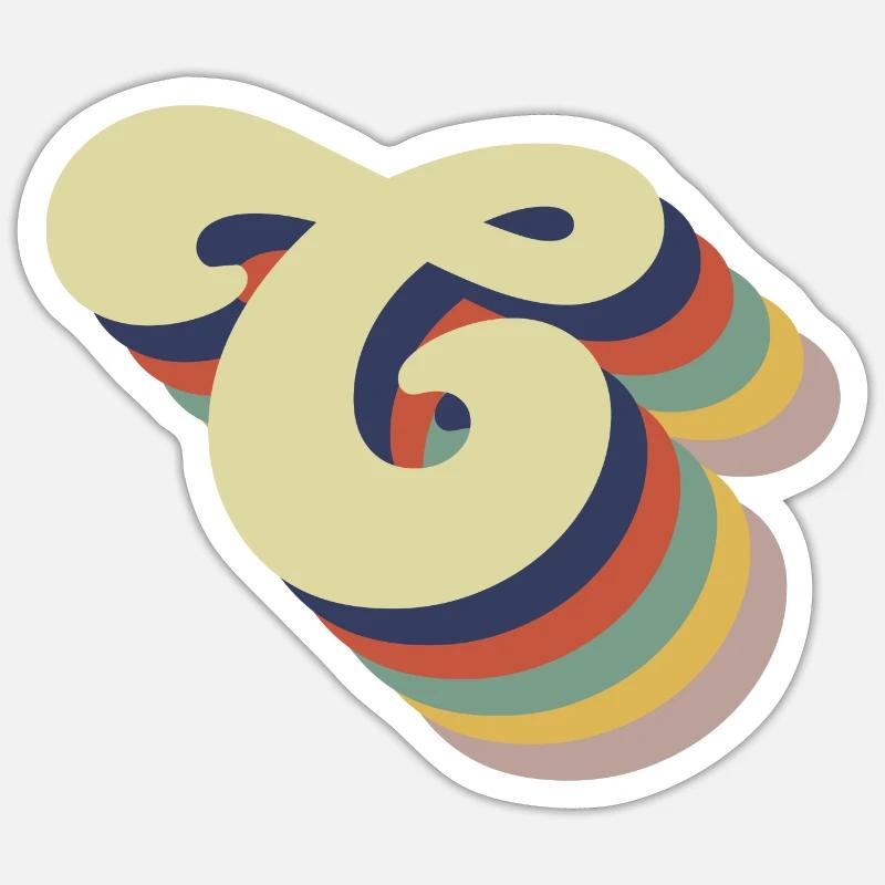 Retro Letter C - Sticker size S (10 x 10 cm) - white matte