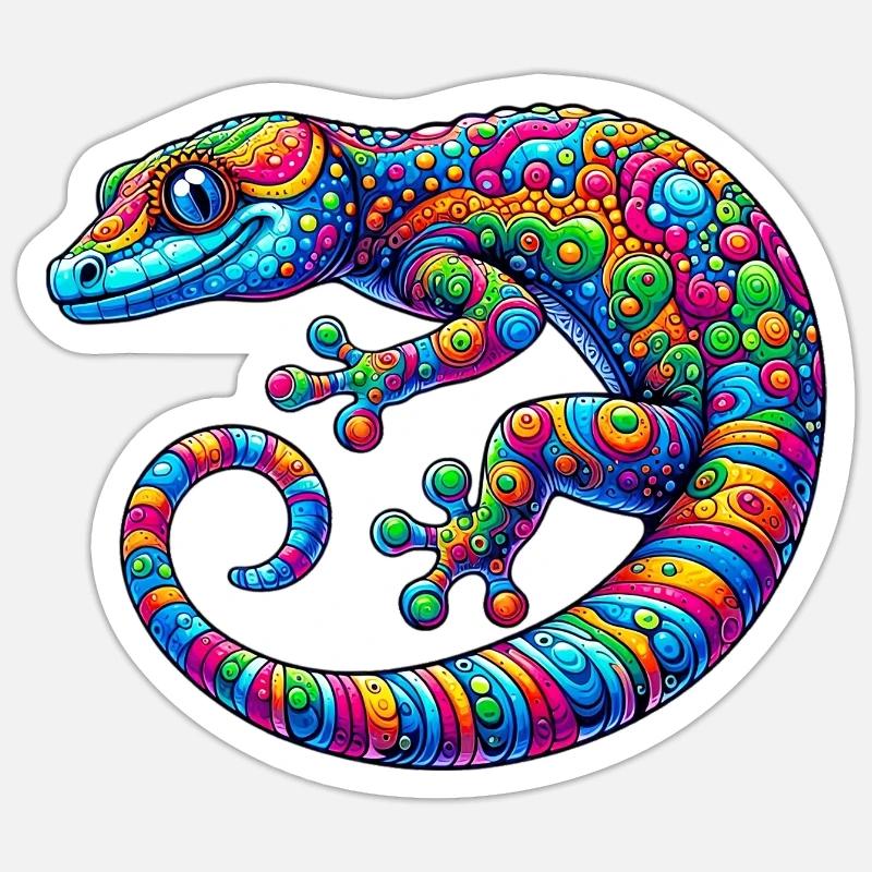 Gecko - Sticker Größe S (10 x 10 cm) - Mattweiß
