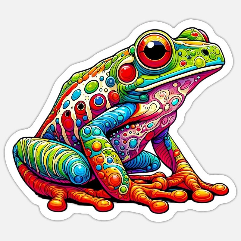 Grenouille - Sticker taille S (10 x 10 cm) - blanc mat