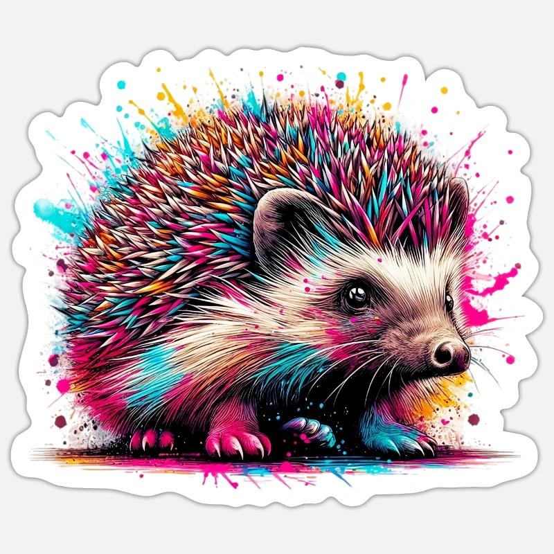 Hérisson - Sticker taille S (10 x 10 cm) - blanc mat