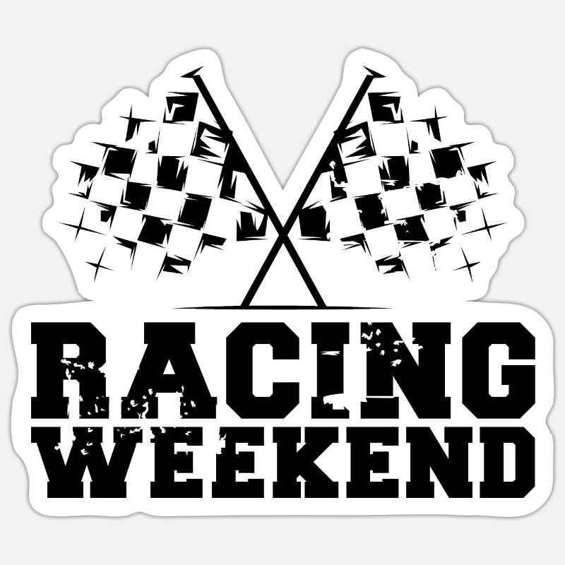 Voitures de week-end de course Drapeaux de symbole de course Sticker taille S (10 x 10 cm)