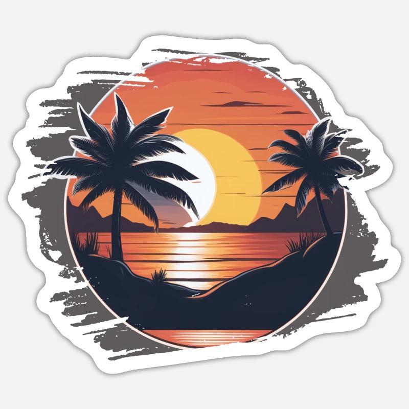 Beach sunset - Sticker size S (10 x 10 cm) - white matte
