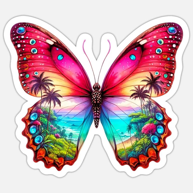Schmetterling - Sticker Größe S (10 x 10 cm) - Mattweiß