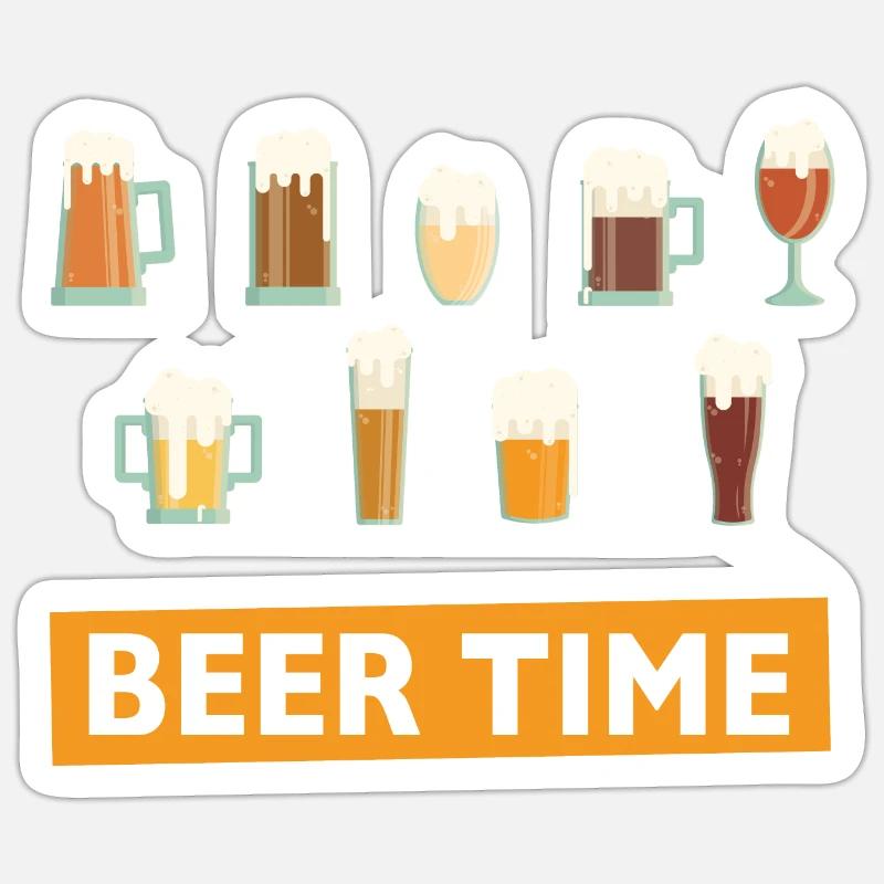 Beer time Sticker taille S (10 x 10 cm)