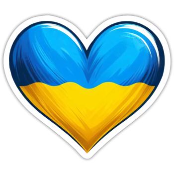 Ukraine Ukrainian Colors Heart Blue Yellow - Sticker size S (10 x 10 cm) - white matte - Front