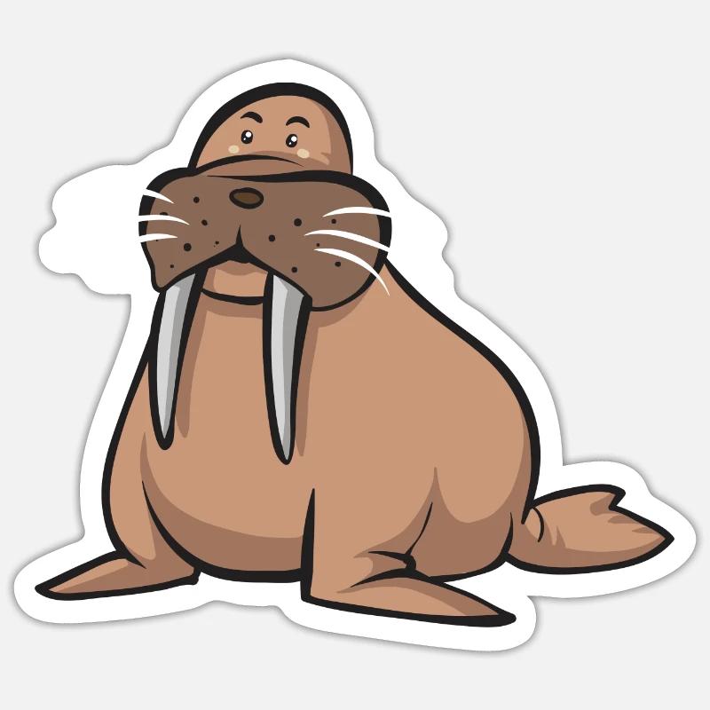 Walross - Sticker Größe S (10 x 10 cm) - Mattweiß