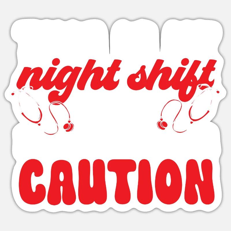 Infirmière de nuit - Sticker taille S (10 x 10 cm) - blanc mat
