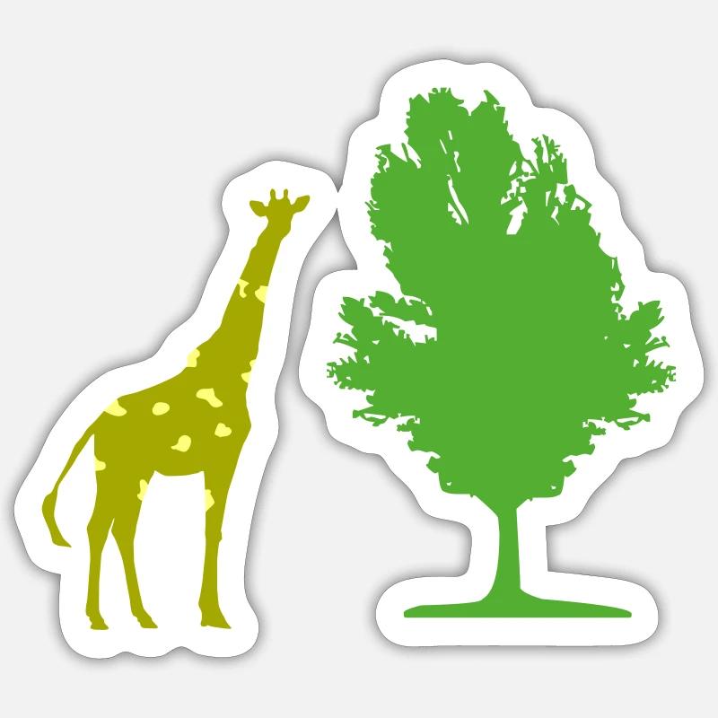 Giraffe baum Sticker Größe S (10 x 10 cm)
