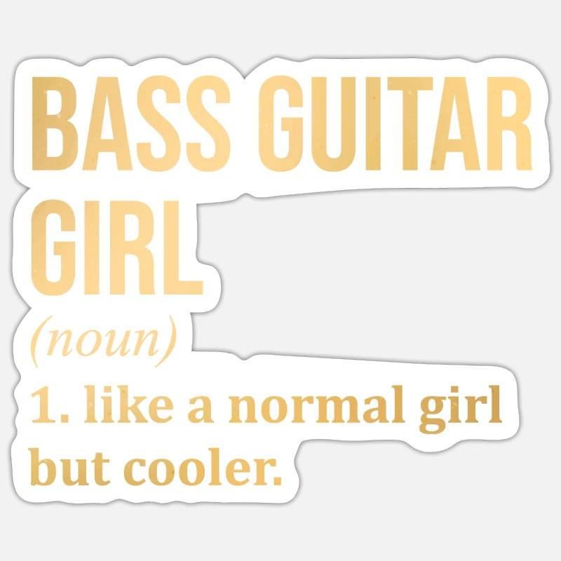 guitare basse - Sticker taille S (10 x 10 cm) - blanc mat