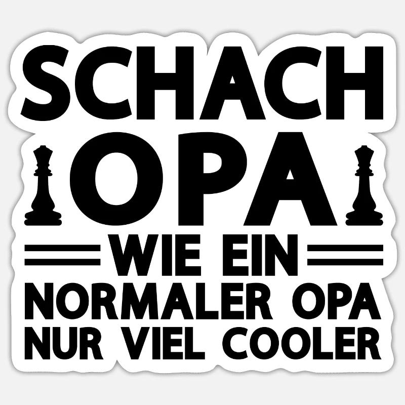 Schach Opa Großvater Geschenk - Sticker Größe S (10 x 10 cm) - Mattweiß