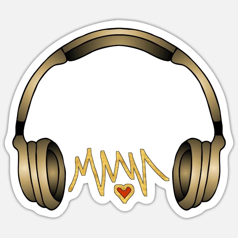 Kopfhörer - Sticker Größe S (10 x 10 cm) - Mattweiß
