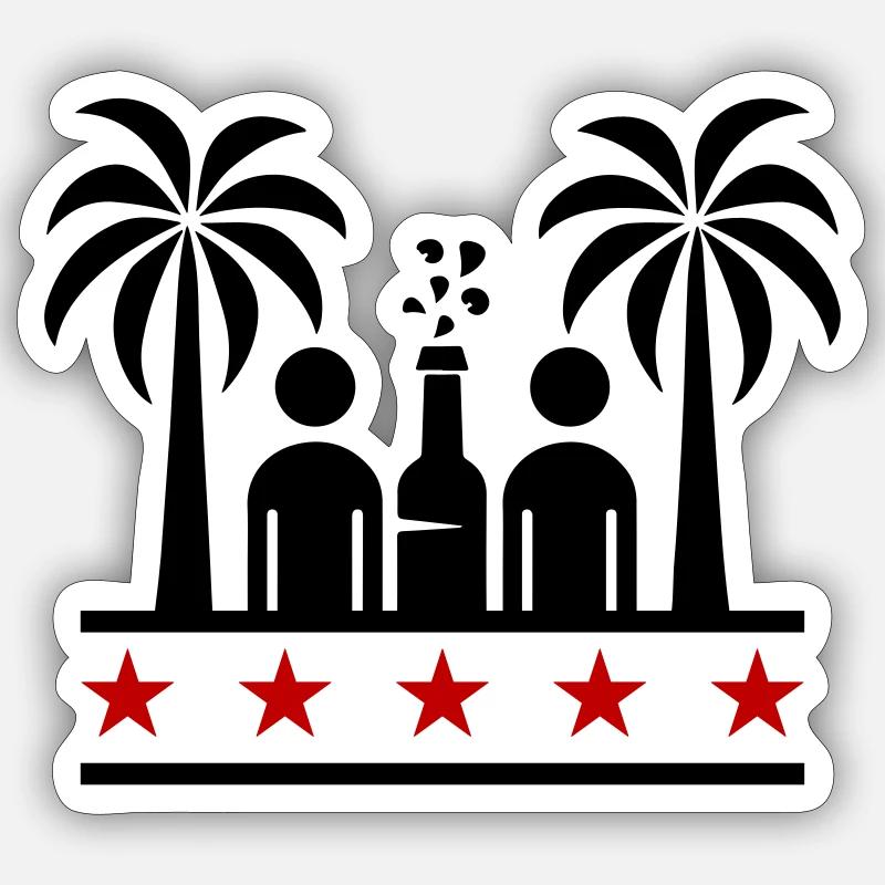 Drinking Beach Party - Sticker Größe S (10 x 10 cm) - Mattweiß