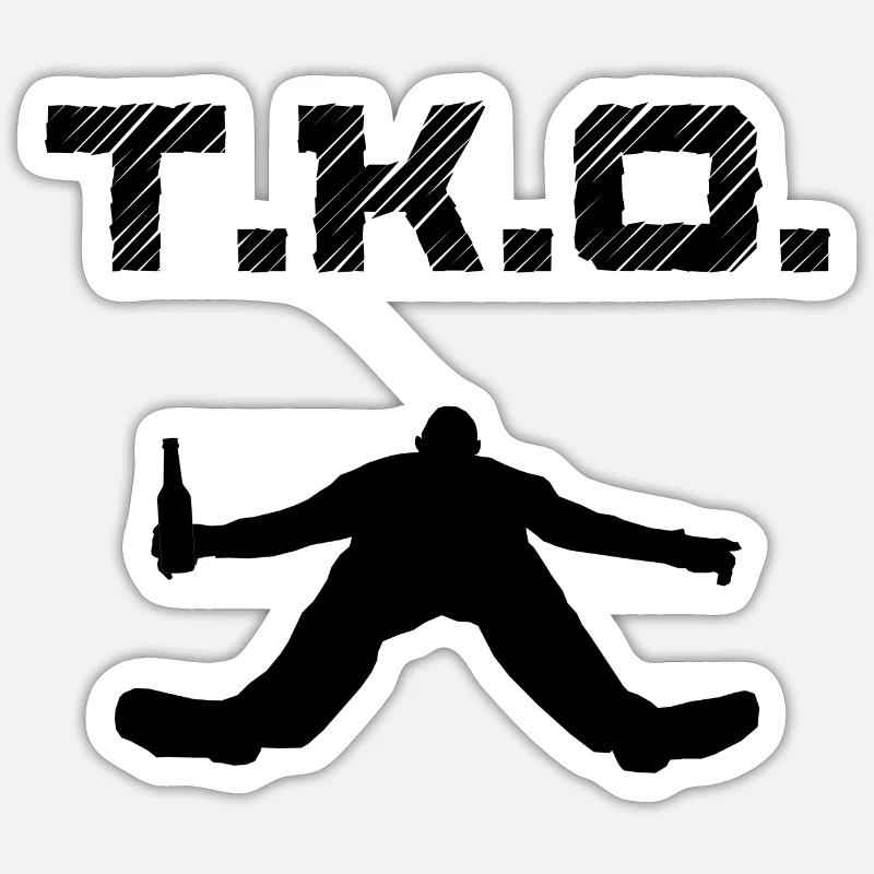 T.K.O. Drunken Man Passed Out Blackout Drunk Coma Sticker size S (10 x 10 cm)