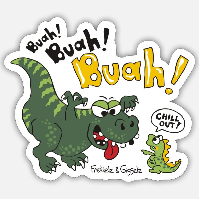 « Chill out » Dino - Sticker taille S (10 x 10 cm) - blanc mat