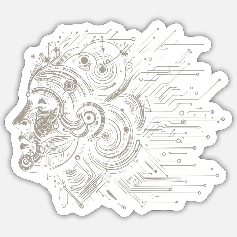 Cerveau dans la conception des circuits - Sticker taille S (10 x 10 cm) - blanc mat