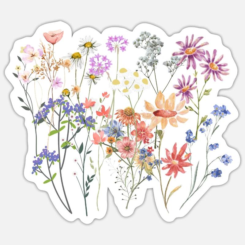 Wildblumen - Sticker Größe S (10 x 10 cm) - Mattweiß