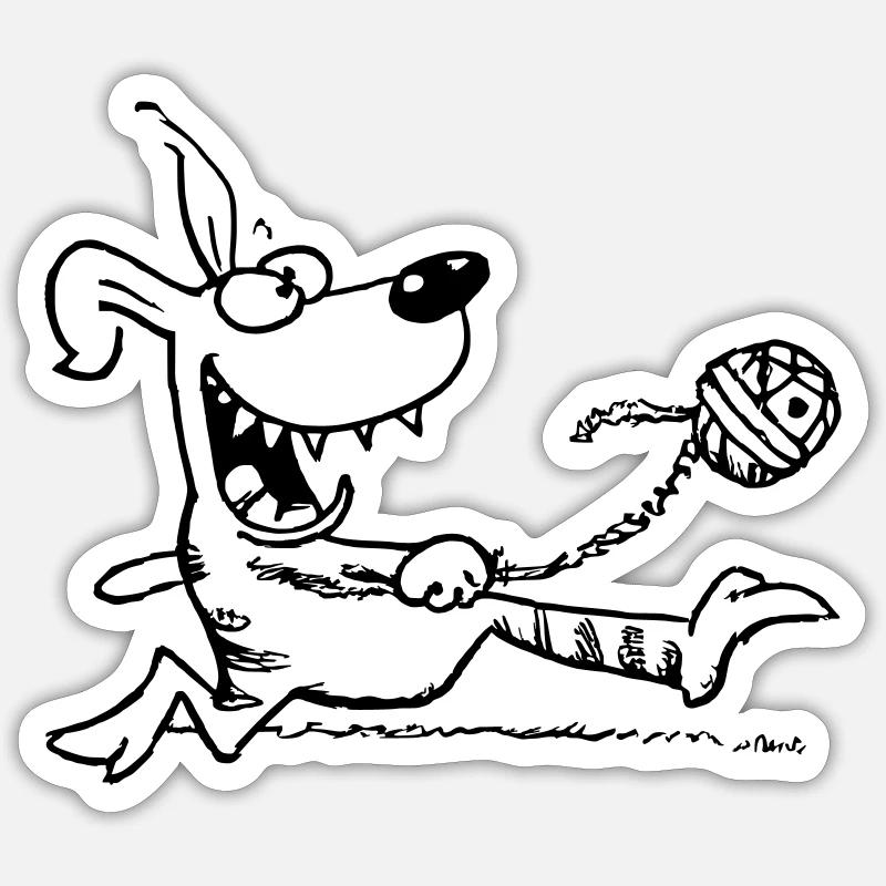 hund liebt ball - Sticker Größe S (10 x 10 cm) - Mattweiß
