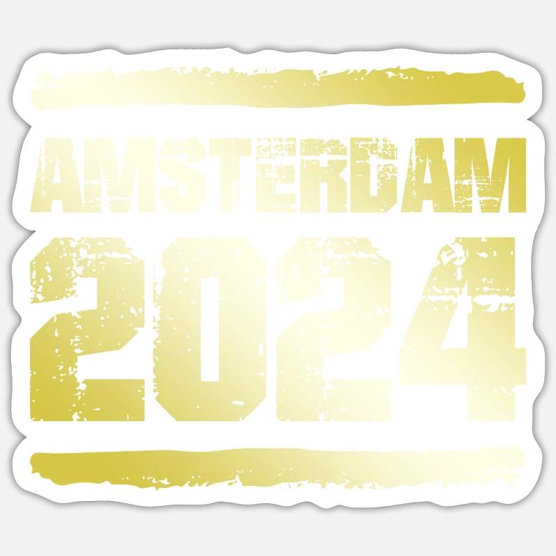 Amsterdam 2024 Médaille d’or - Sticker taille S (10 x 10 cm) - blanc mat