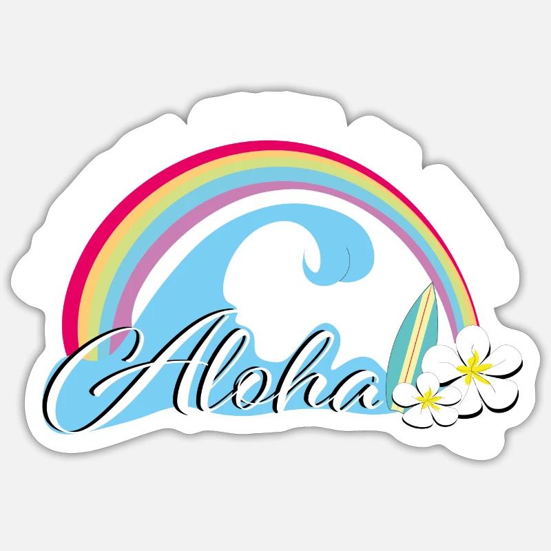 aloha Regenbogen - Sticker Größe S (10 x 10 cm) - Mattweiß