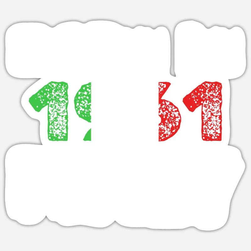 Né en 1961 - Sticker taille S (10 x 10 cm) - blanc mat